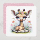 Baby Giraffe in Bloemen Baby shower Kaart (Voorkant / Achterkant)
