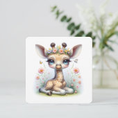 Baby Giraffe in Bloemen Baby shower Kaart (Staand voorkant)