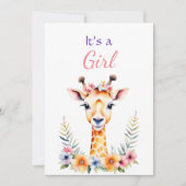 Baby Giraffe in Bloemen Meisjes Baby shower Kaart (Voorkant)