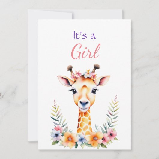 Baby Giraffe in Bloemen Meisjes Baby shower Kaart (Voorkant)