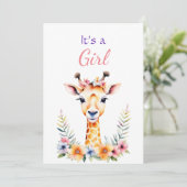 Baby Giraffe in Bloemen Meisjes Baby shower Kaart (Staand voorkant)