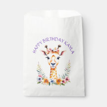 Baby Giraffe in Bloemen Meisjes Verjaardagsfeest
