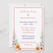 Baby Giraffe in Bloemen Meisjes Verjaardagsfeest Kaart (Achterkant)