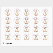 Baby Giraffe in Bloemen Meisjes Verjaardagsfeest Ronde Sticker (Vel)