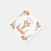 Baby Giraffe in Bloemen Meisjes Verjaardagsfeest Servet (Hoek)