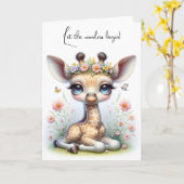 Baby Giraffe in bloemetjes gefeliciteerd Kaart (Gele Bloem)
