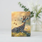 Baby Giraffe in de zon Briefkaart (Staand voorkant)