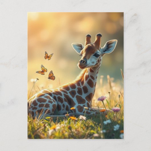 Baby Giraffe in de zon Briefkaart (Voorkant)