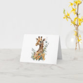 Baby Giraffe in een bloemenveld BLANK Kaart (Gele Bloem)