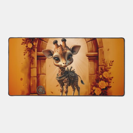 Baby giraffe in steampunk-cartoon bureaumat (Voorkant)