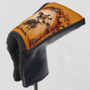 Baby giraffe in steampunk-cartoon golfheadcover