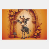 Baby giraffe in steampunk-cartoon inpakpapier vel (Voorkant 3)