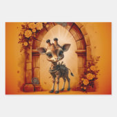 Baby giraffe in steampunk-cartoon inpakpapier vel (Voorkant 2)