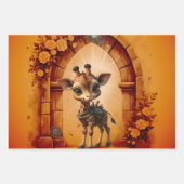 Baby giraffe in steampunk-cartoon inpakpapier vel (Voorkant)