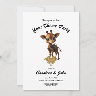 Baby giraffe in steampunk-cartoon kaart