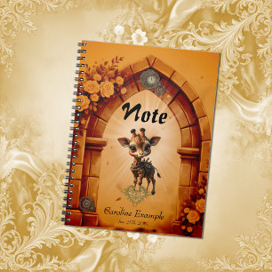 Baby giraffe in steampunk-cartoon notitieboek