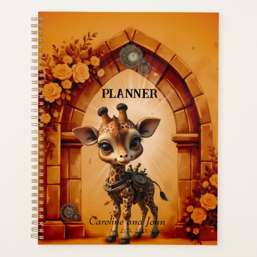 Baby giraffe in steampunk-cartoon planner (Voorkant)