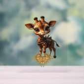 Baby giraffe in steampunk-cartoon stijl Classic T- Acryl Bord (Neutraal)
