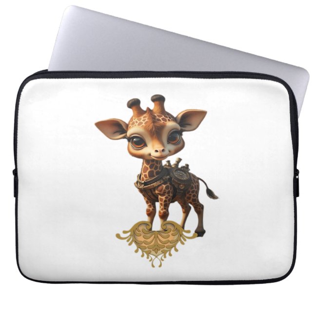 Baby giraffe in steampunk-cartoon stijl Classic T- Laptop Sleeve (Voorkant)