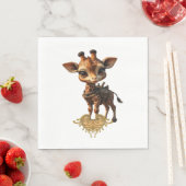 Baby giraffe in steampunk-cartoon stijl Classic T- Servet (Insitu)
