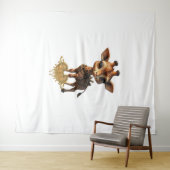 Baby giraffe in steampunk-cartoon stijl Classic T- Wandkleed (In Situ (horizontaal))