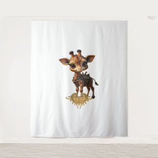 Baby giraffe in steampunk-cartoon stijl Classic T- Wandkleed