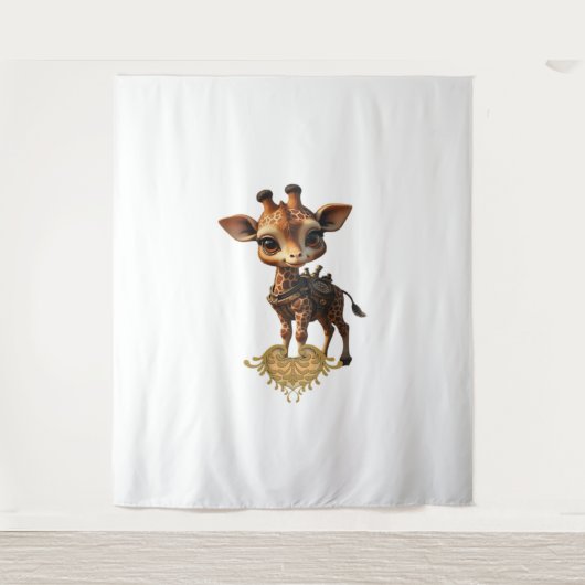 Baby giraffe in steampunk-cartoon stijl Classic T- Wandkleed (Voorkant)