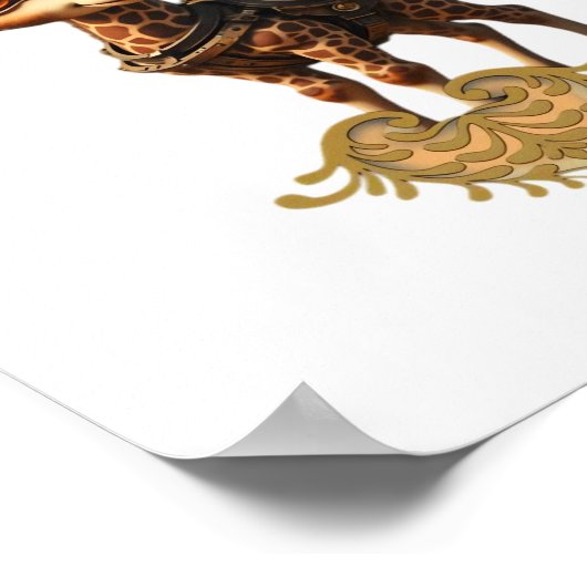 Baby giraffe in steampunk-cartoon stijl Klassiek T Poster (Hoek)