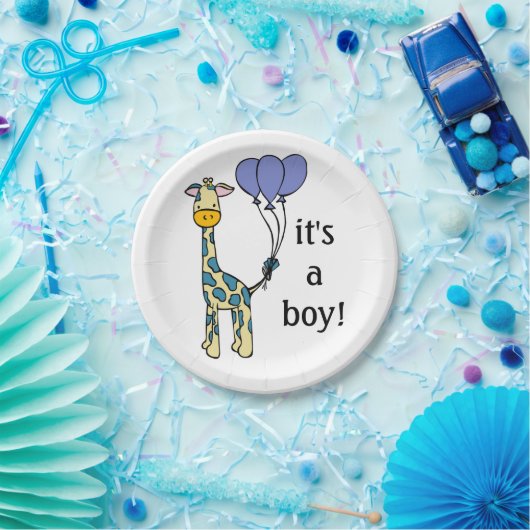 Baby Giraffe - It's a Boy - Baby shower Borden Papieren Bordje (Feest)