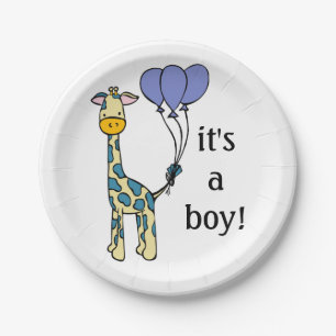 Baby Giraffe - It's a Boy - Baby shower Borden Papieren Bordje