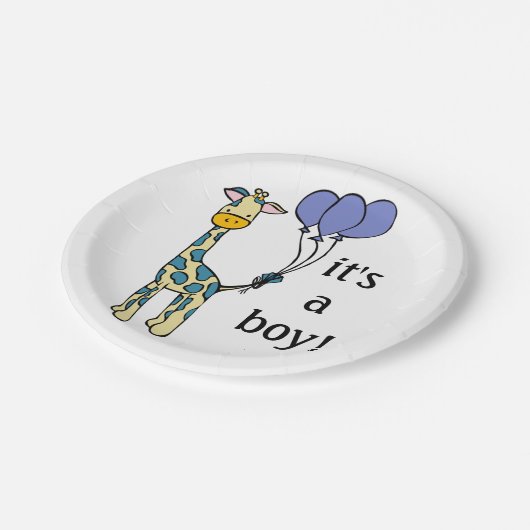 Baby Giraffe - It's a Boy - Baby shower Borden Papieren Bordje (Gekanteld)