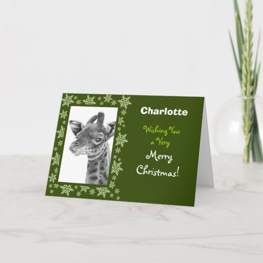 Baby Giraffe Kerst Kaart (Voorkant)