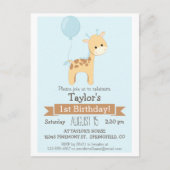 Baby Giraffe Kind verjaardagsfeestje uitnodiging (Voorkant)