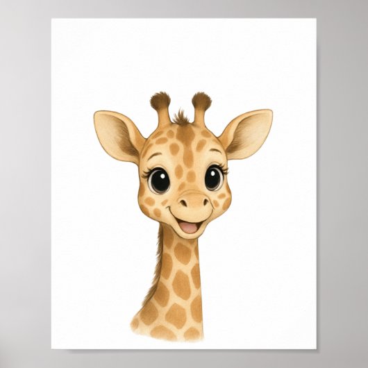 Baby Giraffe-kinderkamer Muur Kunst Jungle Safari  Poster (Voorkant)
