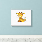 baby giraffe Klassiek T-shirt Canvas Afdruk (Insitu (Houten vloer))