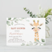 Baby Giraffe laat Baby shower over Kaart (Staand voorkant)