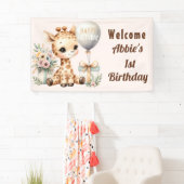 Baby Giraffe Little Girl's 1st Birthday Welkom Spandoek (Insitu)