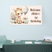 Baby Giraffe Little Girl's 1st Birthday Welkom Spandoek (Beurs)