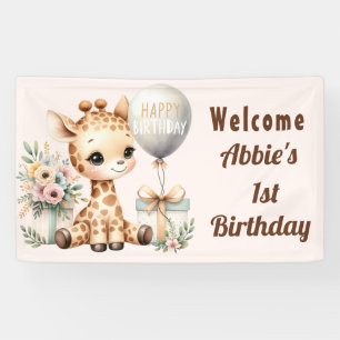 Baby Giraffe Little Girl's 1st Birthday Welkom Spandoek