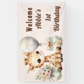 Baby Giraffe Little Girl's 1st Birthday Welkom Spandoek (Verticaal)