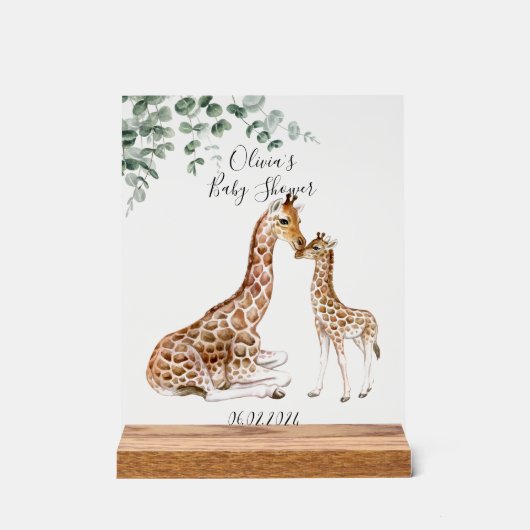 BABY GIRAFFE MAMA GIRAFFE BABY SHOWER ACRYL BORD (Voorkant)