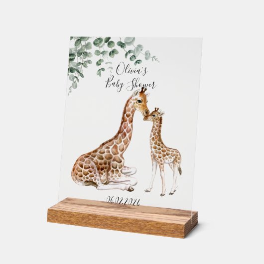 BABY GIRAFFE MAMA GIRAFFE BABY SHOWER ACRYL BORD (Hoek)