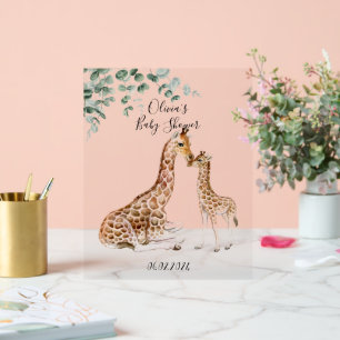 BABY GIRAFFE MAMA GIRAFFE BABY SHOWER ACRYL BORD
