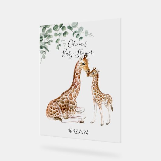 BABY GIRAFFE MAMA GIRAFFE BABY SHOWER ACRYL BORD (Hoek)