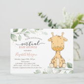 Baby Giraffe Masker Virtueel Baby shower Kaart (Staand voorkant)
