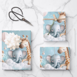 Baby Giraffe met al zijn vrienden Inpakpapier Vel