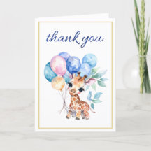 Baby Giraffe met ballonnen Dank je