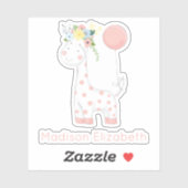 Baby Giraffe met bloemenkroon kwekerij aangepaste  Sticker (Vel)