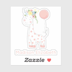 Baby Giraffe met bloemenkroon kwekerij aangepaste Sticker