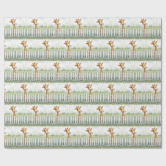 Baby Giraffe met Daisy Cadeaupapier (Vlak)